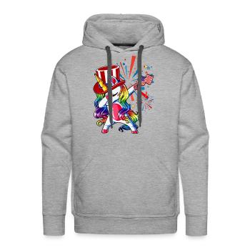 Dabbing Unicorn 4th Of Juillet Filles Enfants Ados - Molleton à capuche Premium pour homme - gris chiné - Devant - Liam (192cm)
