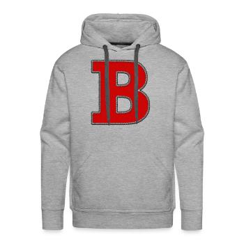 B Initial Letter Patch - Men's Premium Hoodie - heather grey - Front - Liam (192cm)