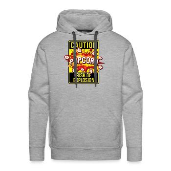 Caution - Risk of explosion. - Men's Premium Hoodie - heather grey - Front - Liam (192cm)