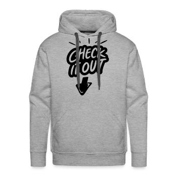 Check it out - Men's Premium Hoodie - heather grey - Front - Liam (192cm)