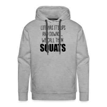 Squats quote - Men's Premium Hoodie - heather grey - Front - Liam (192cm)