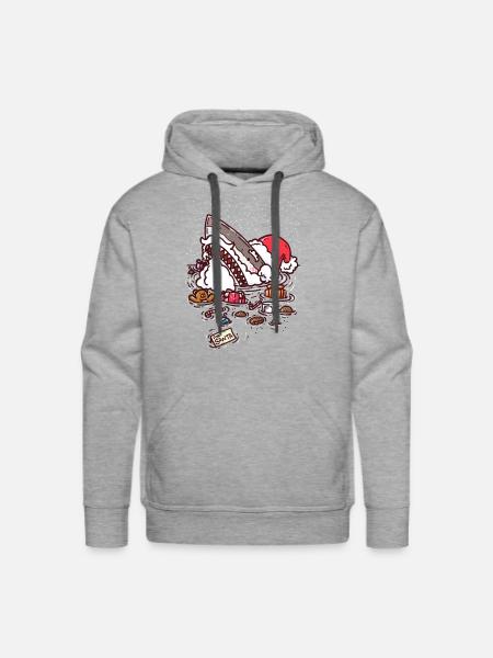 Jolly St Nick Shark - Men's Premium Hoodie - heather grey