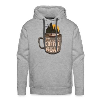 Coffee Motor Boat Cartoon - Men's Premium Hoodie - heather grey - Front - Liam (192cm)