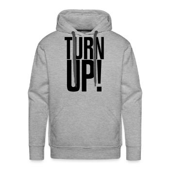 TURN UP! - Men's Premium Hoodie - heather grey - Front - Liam (192cm)