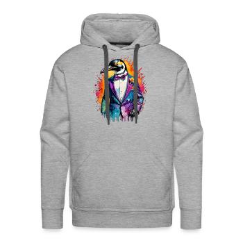 Penguin in suit - Men's Premium Hoodie - heather grey - Front - Liam (192cm)