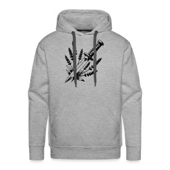Blade & Bloom - Men's Premium Hoodie - heather grey - Front - Liam (192cm)