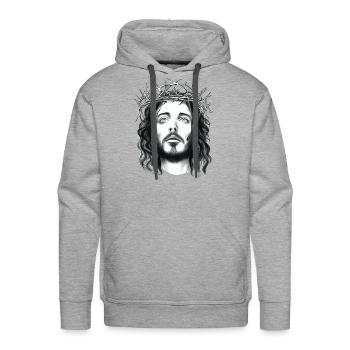 jesus - Men's Premium Hoodie - heather grey - Front - Liam (192cm)