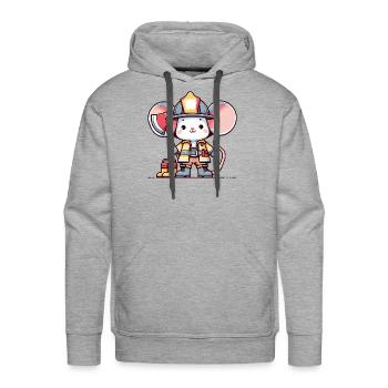 Cute Mouse Firefighter - Men's Premium Hoodie - heather grey - Front - Liam (192cm)