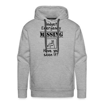Budget Emergency - Men's Premium Hoodie - heather grey - Front - Liam (192cm)