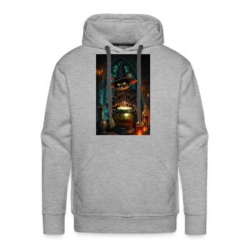 witchy cat #2 - Men's Premium Hoodie - heather grey - Front - Liam (192cm)