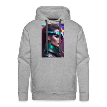 futuristic cyberpunk style - Men's Premium Hoodie - heather grey - Front - Liam (192cm)