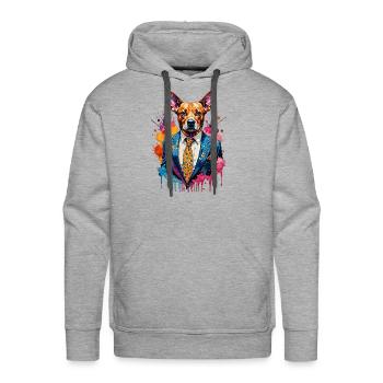 Dog in suit - Men's Premium Hoodie - heather grey - Front - Liam (192cm)