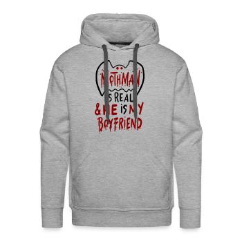 Mothman Is Real He Is My Boyfriend - Men's Premium Hoodie - heather grey - Front - Liam (192cm)