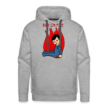baby on fire - Men's Premium Hoodie - heather grey - Front - Liam (192cm)