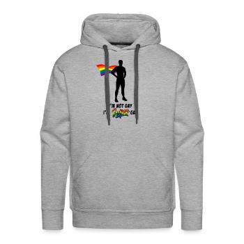 I'm super gay - funny gay saying LGBT Superhero - Men's Premium Hoodie - heather grey - Front - Liam (192cm)