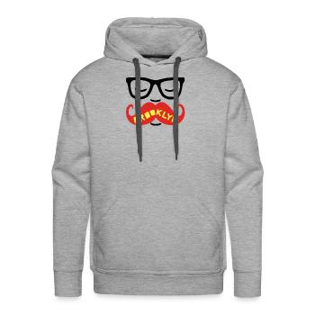 Brooklyn Mustache - Men's Premium Hoodie - heather grey - Front - Liam (192cm)