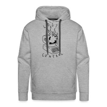 Lost Control: A Retro Computer Inspired Design - Men's Premium Hoodie - heather grey - Front - Liam (192cm)