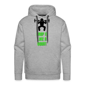 Drop It Like A Squat - Men's Premium Hoodie - heather grey - Front - Liam (192cm)
