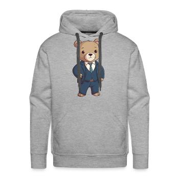 Bear in a Suit - Men's Premium Hoodie - heather grey - Front - Liam (192cm)