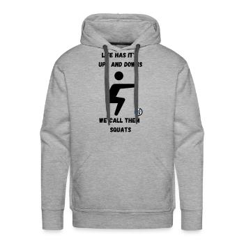 Squats - Black - Men's Premium Hoodie - heather grey - Front - Liam (192cm)