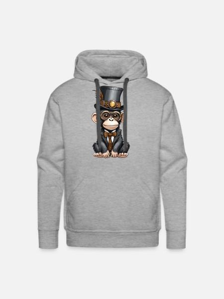 Well-dressed chimpanzee - Men's Premium Hoodie - heather grey