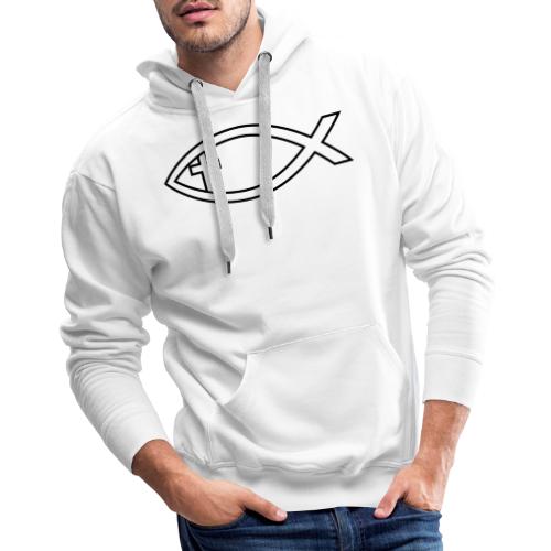 Ichthus with Cross Christian Fish Symbol - Men's Premium Hoodie
