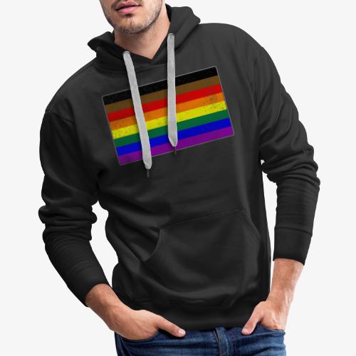 Distressed Philly LGBTQ Gay Pride Flag - Men's Premium Hoodie