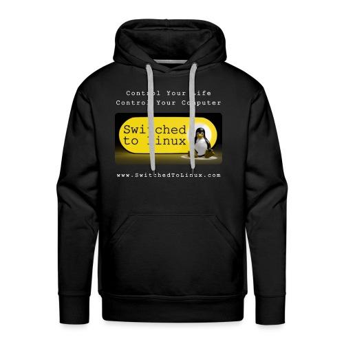 Switched To Linux Logo and White Text - Men's Premium Hoodie