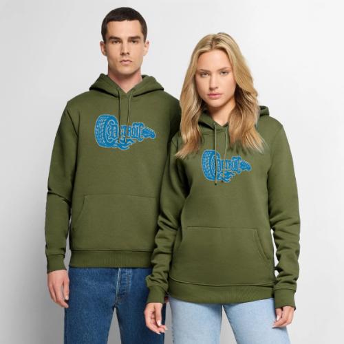 The D® - Detroit Wheel Guitar with Flames Bl Slvr - Men's Premium Hoodie
