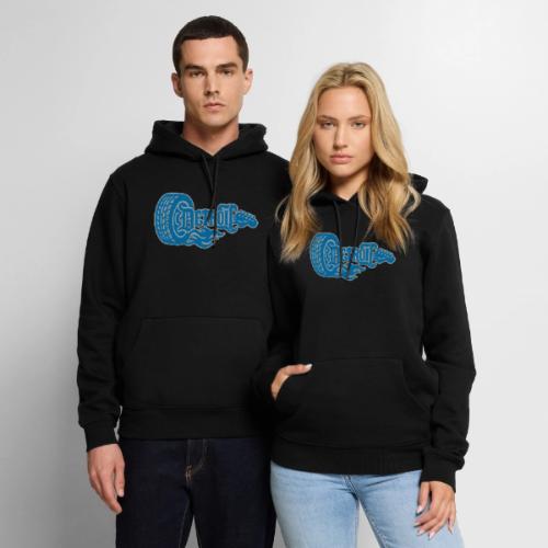 The D® - Detroit Wheel Guitar with Flames Bl Slvr - Men's Premium Hoodie