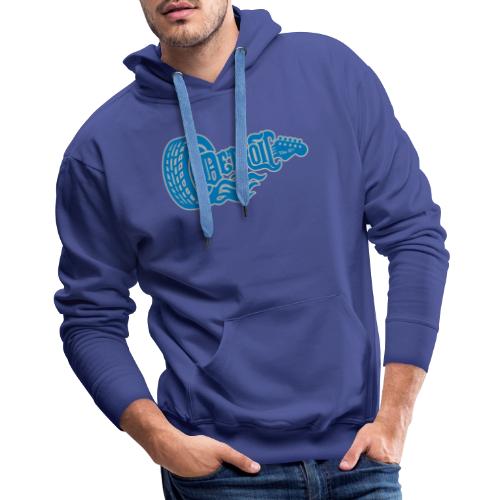 The D® - Detroit Wheel Guitar with Flames Bl Slvr - Men's Premium Hoodie
