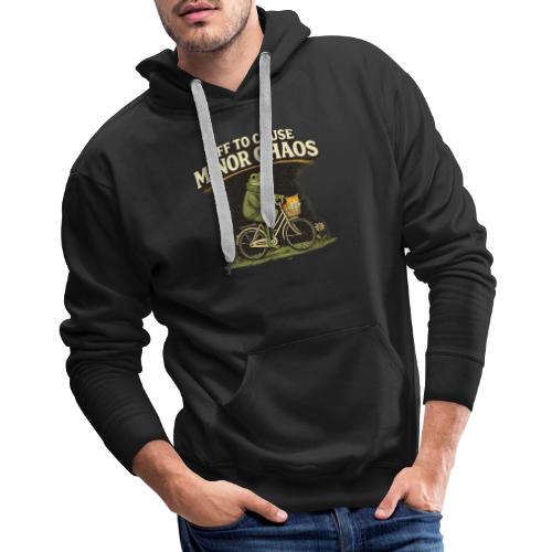 Minor Chaos Vintage Frog and Cat on Bicycle - Men's Premium Hoodie