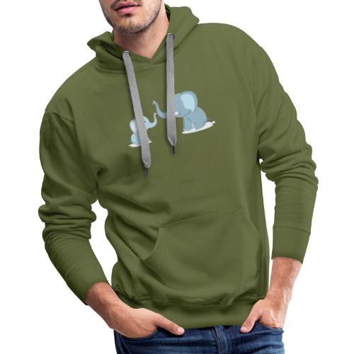 Father and Baby Son Elephant - Men's Premium Hoodie