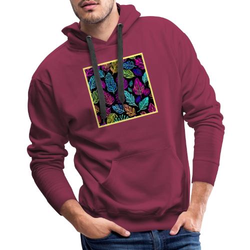 Luminous Foliage Tapestry: Neon Leaves Symphony - Men's Premium Hoodie