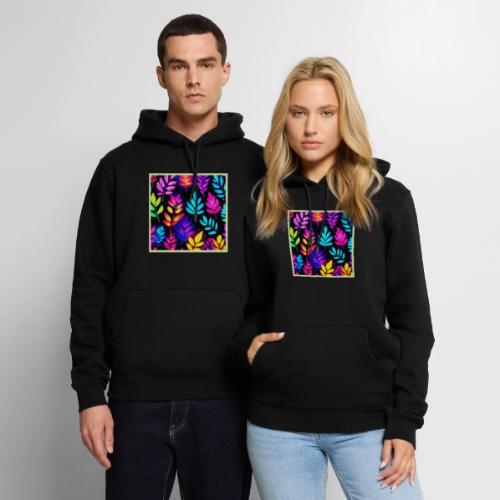 Neon Leaves Abstract Pattern - Men's Premium Hoodie