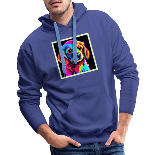 Rainbow Dog Portrait Art - Men's Premium Hoodie
