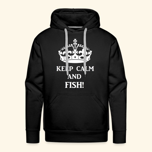 keep calm fish wht - Men's Premium Hoodie