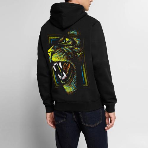 Colorful Artistic Lion Head - Roaring Lion Drawing - Men's Premium Hoodie