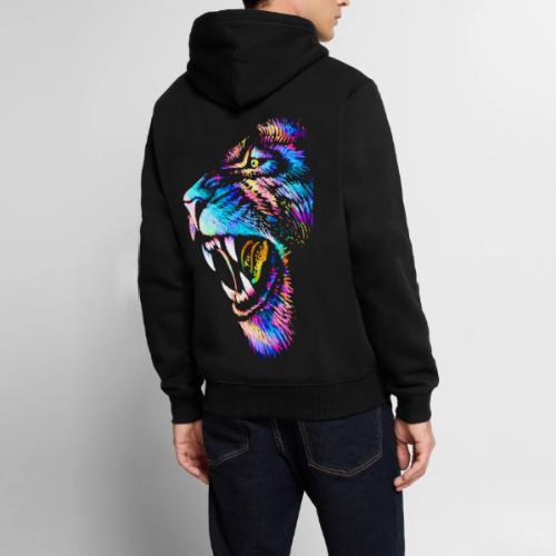 Colorful Lion Head Portrait Drawing - Roaring Lion - Men's Premium Hoodie