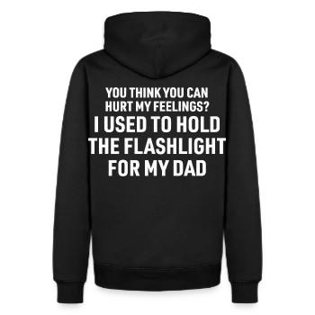 You Can't Hurt My Feelings Used to Hold on back  - Men's Premium Hoodie - black - Back - Nico (187cm)