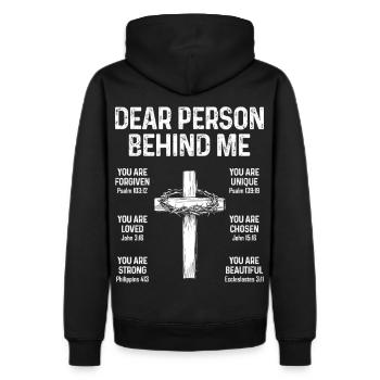 Dear Person Behind Me - You are Forgiven Unique - Men's Premium Hoodie - black - Back - Nico (187cm)