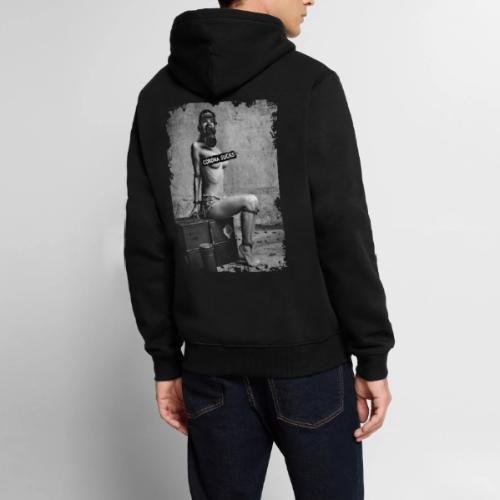 captivated nude girl with gas mask - CORONA SUCKS - Men's Premium Hoodie