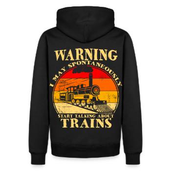 Vintage Locomotive Train Talks About Trains - Men's Premium Hoodie - black - Back - Nico (187cm)