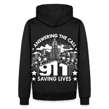 Answering The Call 911 Saving Lives - Men's Premium Hoodie - black - Back - Nico (187cm)