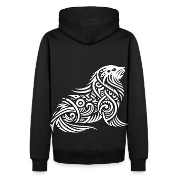 Tribal Fur Seal - Men's Premium Hoodie - black - Back - Nico (187cm)