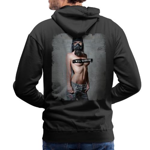 nude girl with gas mask - i will survive - Men's Premium Hoodie