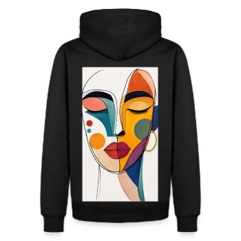 Modern Abstract Cubist Face - Men's Premium Hoodie - black - Back - Nico (187cm)