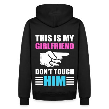 This is My Girlfriend Don't Touch Him LGBT Gay - Men's Premium Hoodie - black - Back - Nico (187cm)