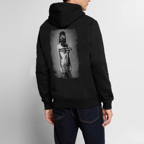 nude girl with gas mask - CORONA SUCKS - Men's Premium Hoodie