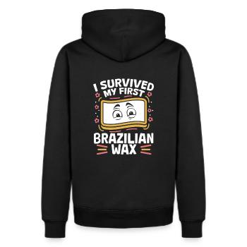 Body Wax - I Survived My First Brazilian Wax - Men's Premium Hoodie - black - Back - Nico (187cm)